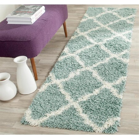 Safavieh 2 ft. 3 in. x 10 ft. SGD-Dallas Shag Rectangle Machine Made Rug - Seafoam & Ivory SGDS257C-210